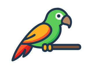 Fototapeta premium Colorful cartoon parrot illustration against a white background. A vibrant, stylized illustration of a parrot. 