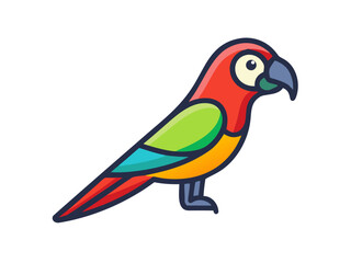 Colorful cartoon parrot illustration against a white background. A vibrant, stylized illustration of a parrot.  