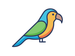Colorful cartoon parrot illustration against a white background. A vibrant, stylized illustration of a parrot.  
