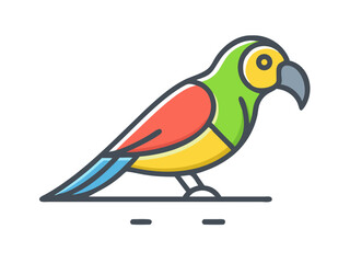 Colorful cartoon parrot illustration against a white background. A vibrant, stylized illustration of a parrot.  