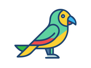 Colorful cartoon parrot illustration against a white background. A vibrant, stylized illustration of a parrot.  