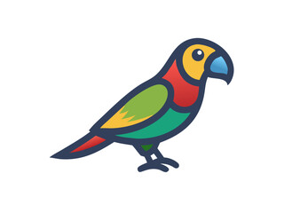 Colorful cartoon parrot illustration against a white background. A vibrant, stylized illustration of a parrot.  