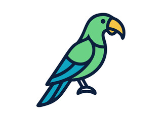Colorful cartoon parrot illustration against a white background. A vibrant, stylized illustration of a parrot.  