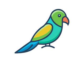 Colorful cartoon parrot illustration against a white background. A vibrant, stylized illustration of a parrot.  