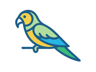 Colorful cartoon parrot illustration against a white background. A vibrant, stylized illustration of a parrot.  