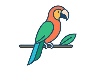 Colorful cartoon parrot illustration against a white background. A vibrant, stylized illustration of a parrot.  