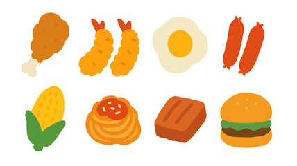 こどもの人気おかずアイコンセット ～おいしい笑顔があふれる時間～/Kids’ Favorite Side Dishes – A Tasty Icon Set Full of Smiles Generative AI