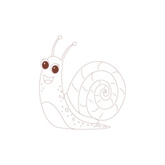 Cute outline illustration of a smiling snail. Simple cartoon style, perfect for coloring books, children’s projects, prints, stickers, and educational materials.