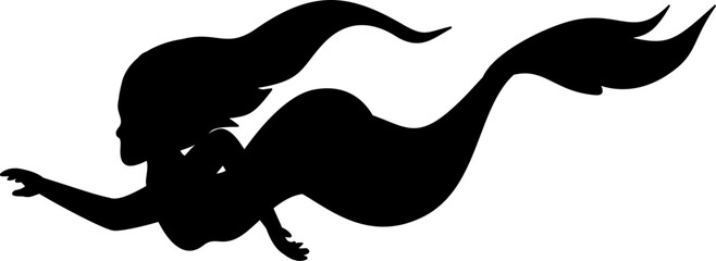 Hand drawn mermaid silhouette illustration