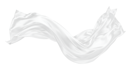 White flowing fabric against a black background creating a sense of movement and elegance in the image