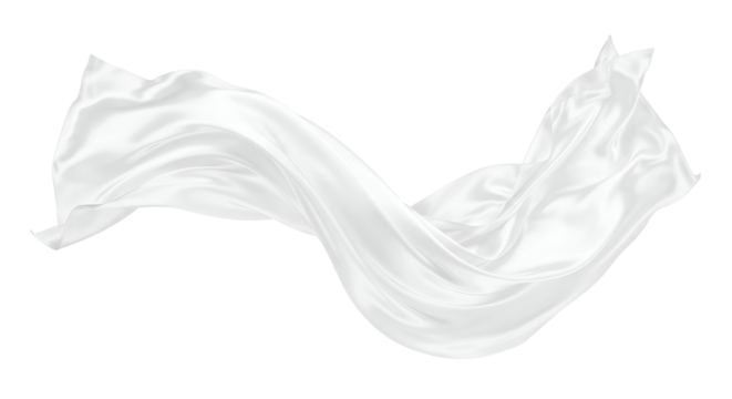 White flowing fabric against a black background creating a sense of movement and elegance in the image