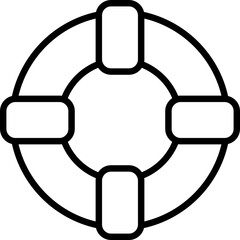 Life buoy icon for safety and rescue - Editable Stroke SVG, fully scalable.