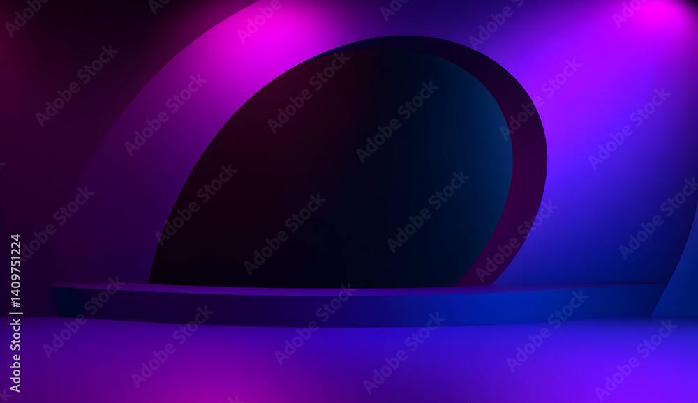 Poster an abstract background featuring vibrant purple and blue hues. the smooth curves create a modern and