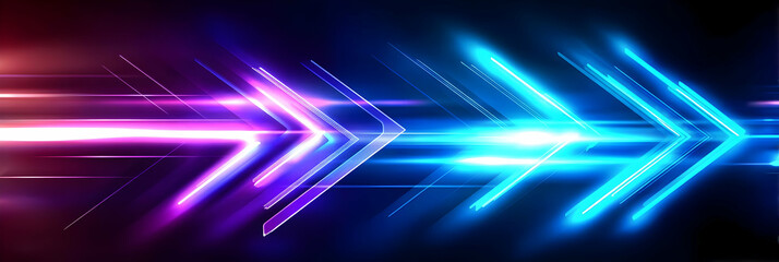 An abstract background featuring dynamic arrows in vibrant hues of blue and purple, representing motion and energy in a digital world.