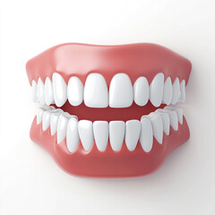 Obraz premium 3D rendered model of a wide-open human mouth with clean white teeth and gums, isolated on a white background, showcasing dental health and oral hygiene.