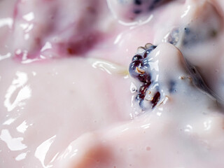 Macro texture of Tasty fruit yogurt background
