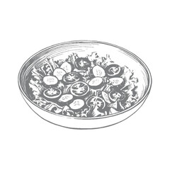 Healthy Salad with Tomatoes, Cucumbers and Lettuce Set Illustration