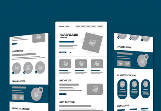 Clean Web Wireframe Template Design Layout