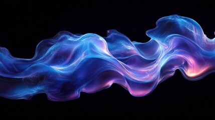 Fototapeta premium Abstract flowing neon light wave, dark background, digital art, website banner