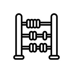 A black and white drawing of a wooden abacus with a white background. The abacus is a simple device used for counting and basic arithmetic. Concept of nostalgia and simplicity