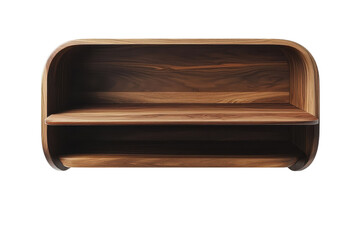 Elegant Walnut Wood Wall Shelf Modern Design Two Tiered Curved Dark on transparent background