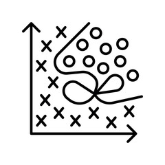 Overfitting black line icon for digital and print projects.
