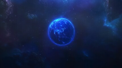 Obraz premium Beautiful Blue Planet in Space with Stars and Cosmic Background