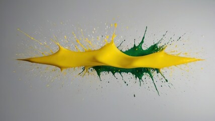 Yellow and green paint splash on a gray background.  Possible use Educational, science, or design projects