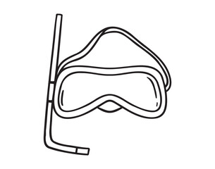 Mask and snorkel for swimming, goggles for swim icon doodle hand drawn. Outline line drawing