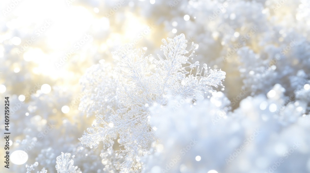 Poster a captivating close-up reveals the exquisite crystalline structure of a snowflake against a softly b