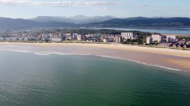 Aerial view of Laredo a charming coastal town in Spain