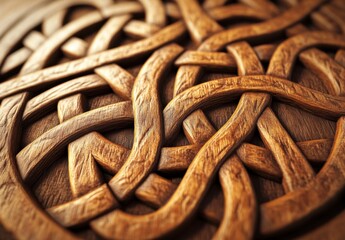 Intricate Wooden Knot Design with Elegant Interwoven Patterns