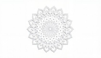 Intricate white mandala pattern on a light background  