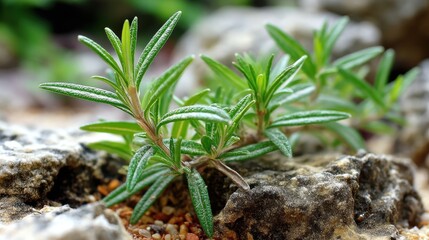 Obraz premium Rosemary Cognitive Boosting Aromatic for Focus Stress Relief in a Mediterranean Setting