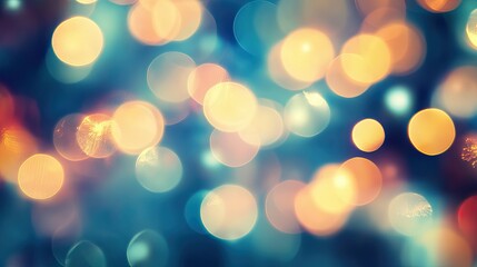 Fototapeta premium Abstract bokeh lights background with warm hues and vibrant teal accents