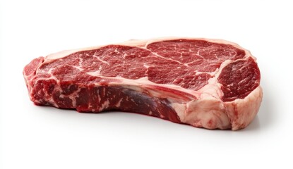 Obraz premium Fresh Raw Ribeye Steak Isolated on White Background for Cooking