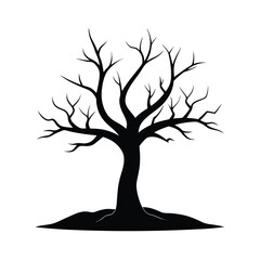 Spooky Halloween Silhouette Tree Vector.
