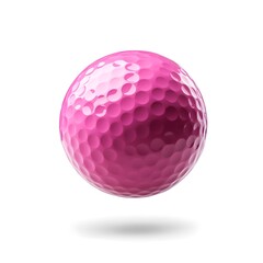 Pink Golf Ball in Flight: A vibrant pink golf ball, exhibiting the distinctive dimpled pattern, suspended mid-air, casting a soft shadow, conveying the spirit of the game.