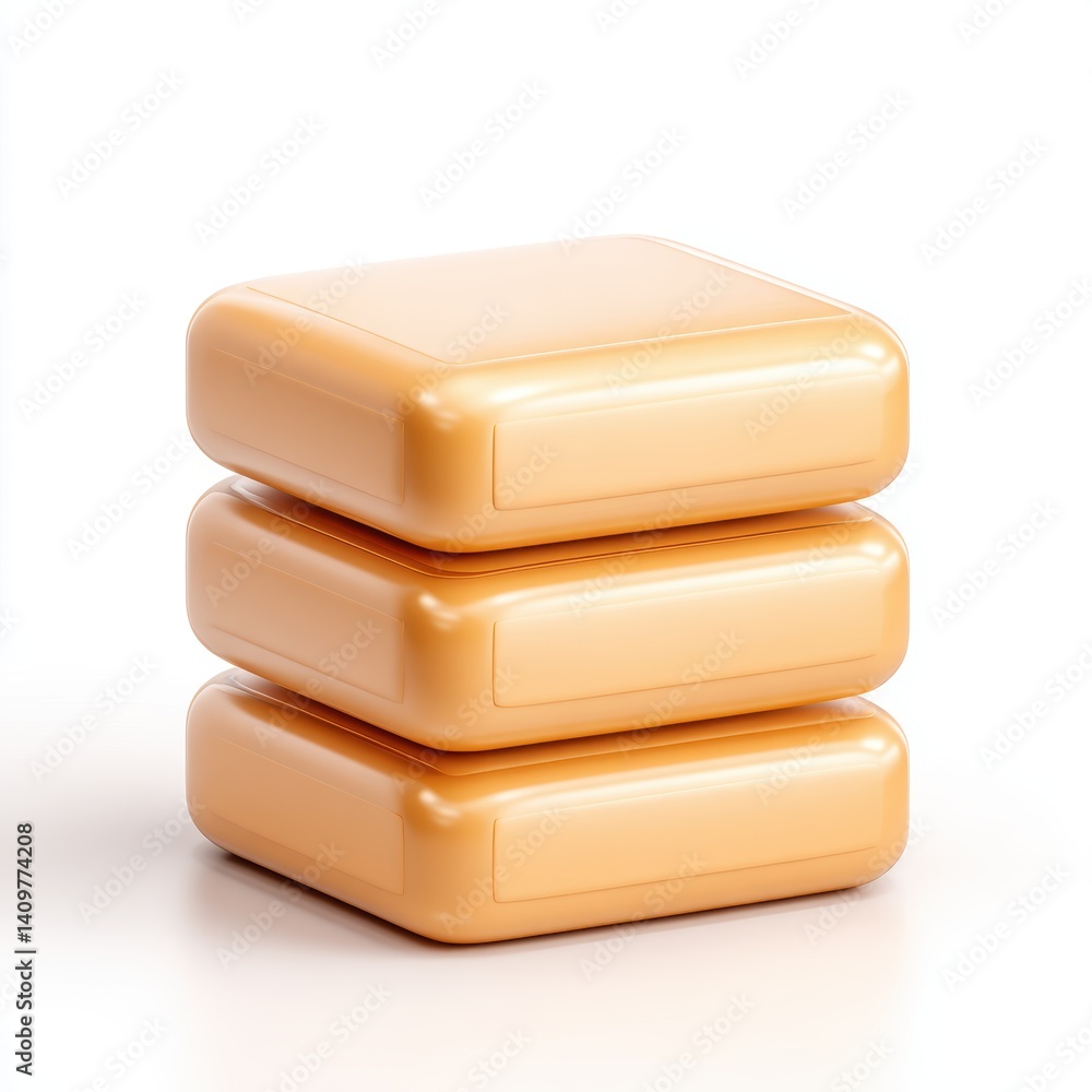 Poster three smooth, stacked blocks in a soft orange hue, presenting a minimalist and modern design, perfec