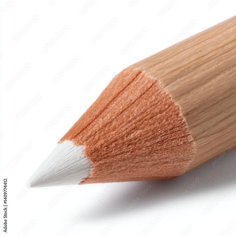 Poster a close-up of a colored pencil, showcasing its sharpened tip and wooden casing, emphasizing the text