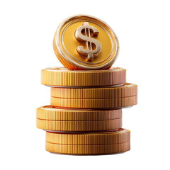 Eco-Friendly Financial Wealth Stack of Coins with Dollar