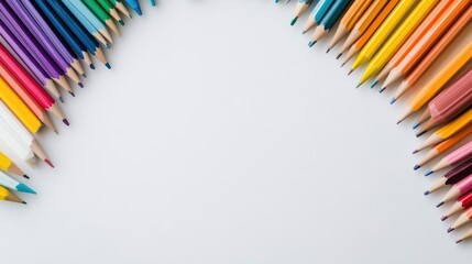 Fototapeta premium Colorful pencils arranged in a frame