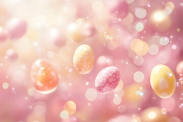 Easter Magic Gentle Bokeh and Floating Egg Shapes