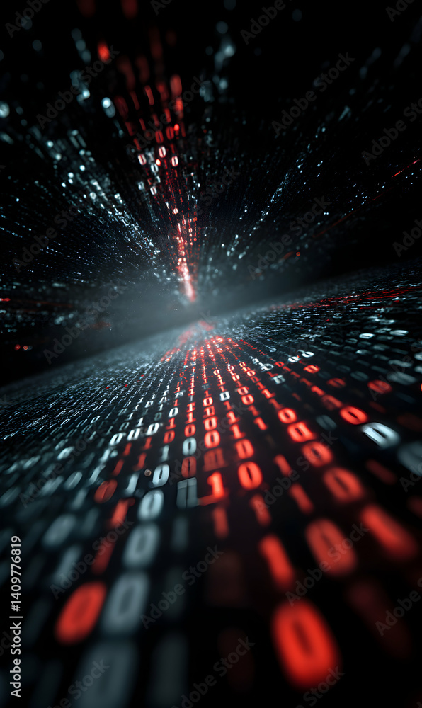 Poster abstract digital stream illuminating information and data processing concept