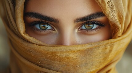 Fototapeta premium Close-up captivating woman's eyes veiled