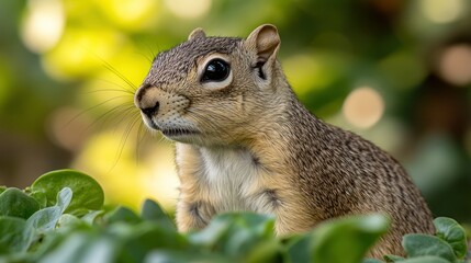 Fototapeta premium Close-up of a squirrel amidst foliage