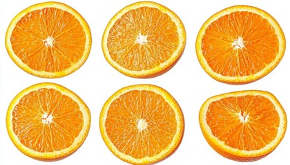 Fototapeta premium Freshly Cut Orange Slices Displayed on Bright White Background