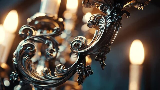 Opulent Antique Chandelier Detail: A Close-Up of Intricate Rococo Ornamentation