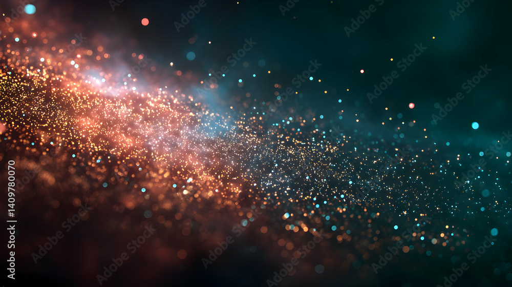 Poster abstract luminous dust creating a celestial flow against a dark background