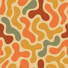 Seamless Abstract Organic Vector Pattern in Retro Earth Tones